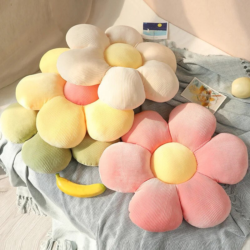 Plush Pillow Green Flower Shape Stuffed Soft Seat Cushion Decor 50 55Cm