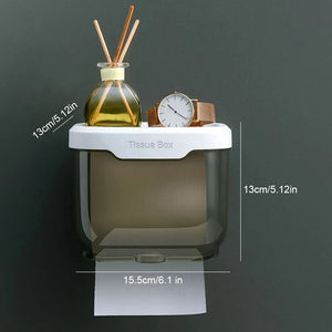 Paper Towel Dispenser Black Wall Mounted Storage Box Toilet Holder Organizer