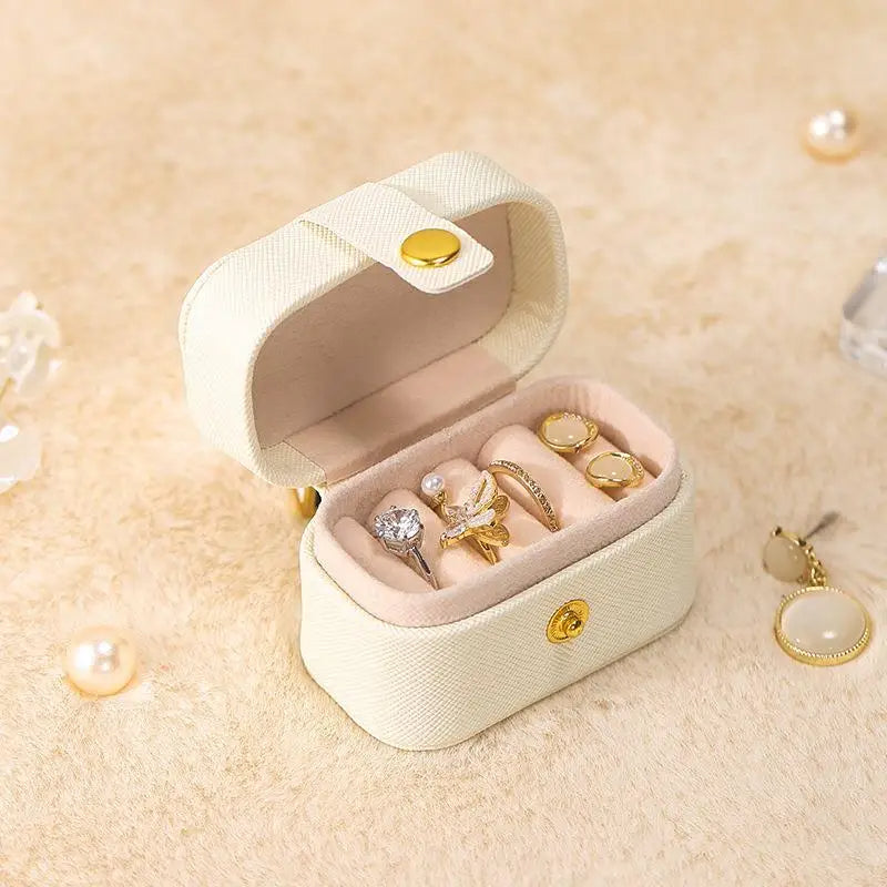 Veile Studios Jewelry Storage Mini Ring Box Portable Organizer Display Travel Case Leather Holder