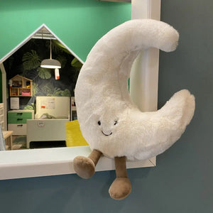 Plush Moon Shape Pillow With Legs Soft Cushion For Garden Decor