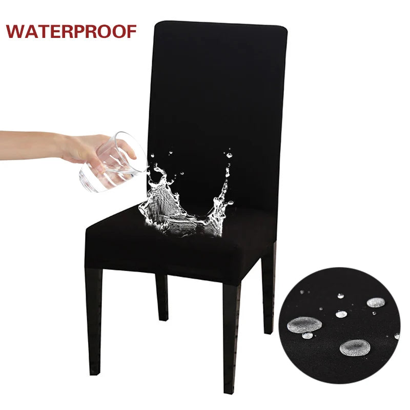Chair Cover Black Anti Dirt Waterproof Elastic Material For Dining Room Kitchen