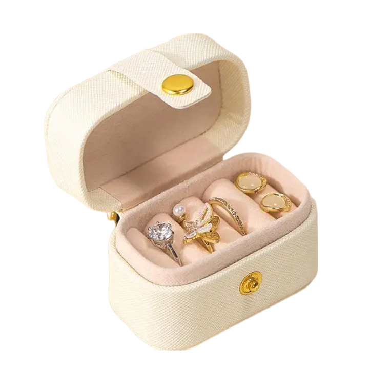 Veile Studios Jewelry Storage Mini Ring Box Portable Organizer Display Travel Case Leather Holder
