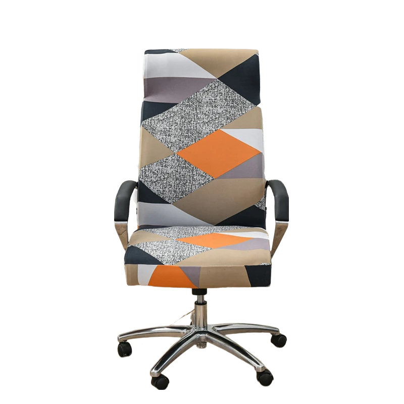 Office Chair Cover Pink Beige Geometric Medium Non Slip Rotating Seat Case Universal Armrest Protector Business Covers