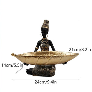 Figurine African Black Woman Storage Statue Craft Item For Interior Decor
