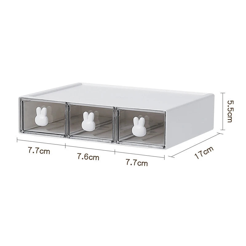 Storage Box Low Type 3 Grids Desktop Organizer For Office Cosmetic Use