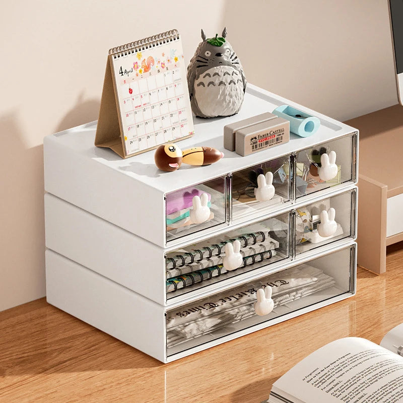 Storage Box High Type 3 Grids Desktop Organizer For Office Stationery