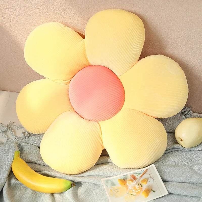 Plush Pillow Yellow Flower Shape Soft Seat Cushion Decor 70 75Cm