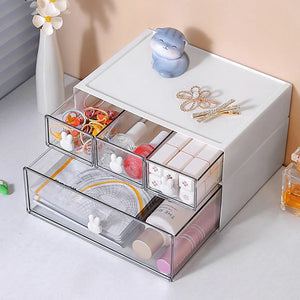 Storage Box Low Type 3 Grids Desktop Organizer For Office Cosmetic Use