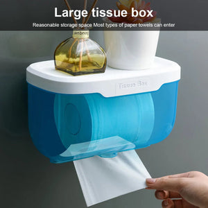 Paper Towel Dispenser Black Wall Mounted Storage Box Toilet Holder Organizer