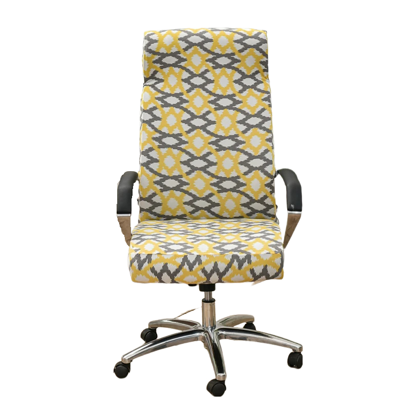 Office Chair Cover Light Yellow Pattern Medium Non Slip Rotating Seat Case Universal Armrest Protector