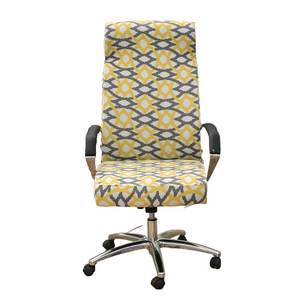 Office Chair Cover Light Yellow Pattern Medium Non Slip Rotating Seat Case Universal Armrest Protector