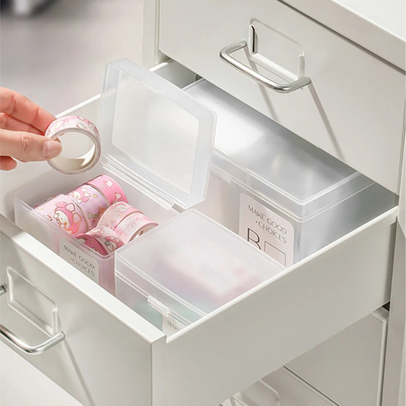 Storage Box Small Transparent Organizer For Photos Stationery Desktop Use