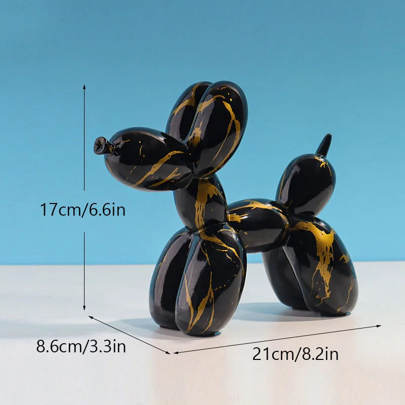 Home Figurine Nordic Balloon Dog Black With Gold Splatter For Living Room Decor