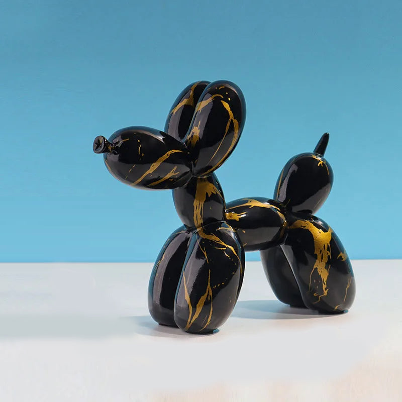 Home Figurine Nordic Balloon Dog Black With Gold Splatter For Living Room Decor