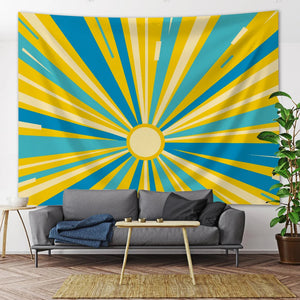 Tapestry Blue Sun Rays 150X100cm Psychedelic Scene Art Hippie Bohemian