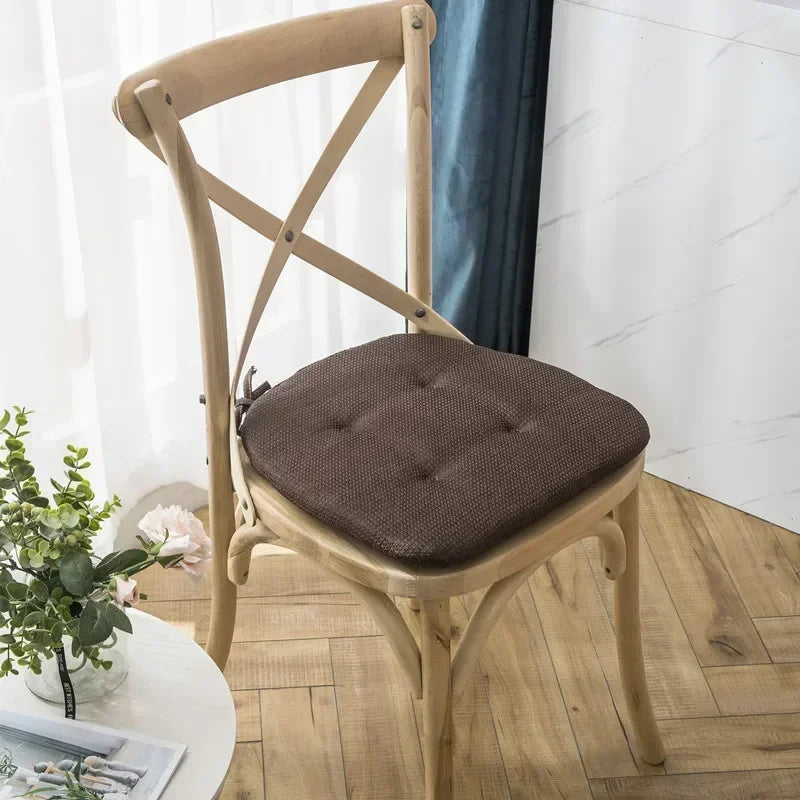 Chair Cushion With Straps Choco Brown Seat Pad Mat For Dining Room Outdoor Garden