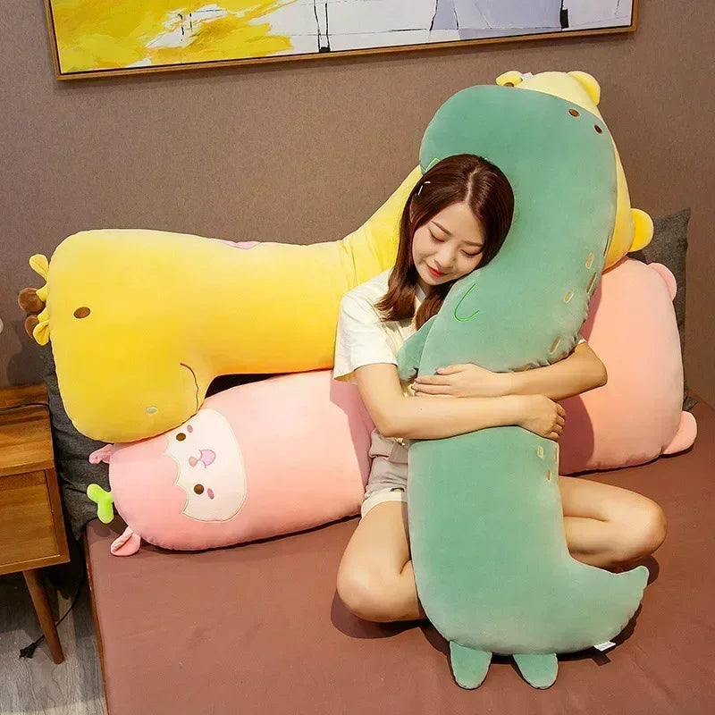 Side Sleeping Body Pillow Green Dinosaur Cartoon Animal Soft Cozy Long Pillows