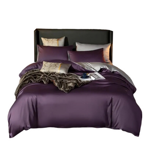 Bed Sheet Purple Light Grey Ultra Soft Luxury Egyptian Cotton Bedding Cover Uk King Size Set