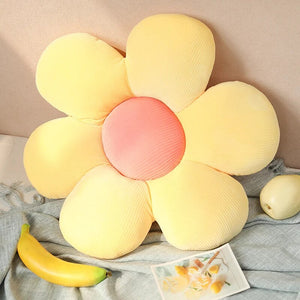 Plush Pillow Yellow Flower Shape Stuffed Soft Cushion For Decor 40 To 45Cm