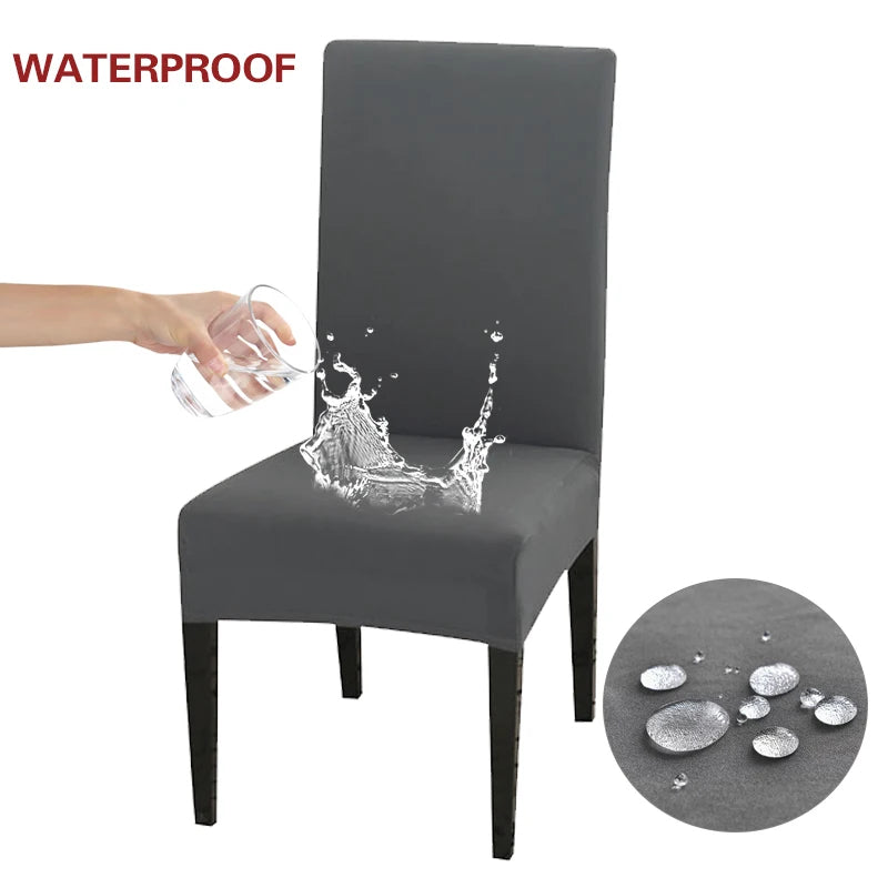 Chair Cover Grey Anti Dirt Waterproof Elastic Material For Dining Room Kitchen