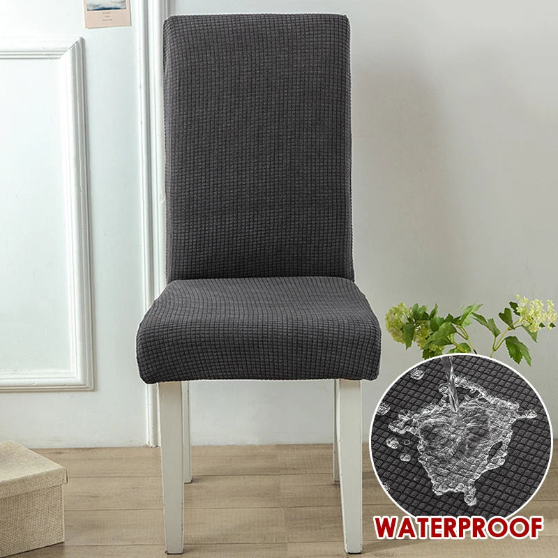 Chair Cover Dark Grey Corn Kernels Waterproof Universal Size For Dining Room Slipcovers