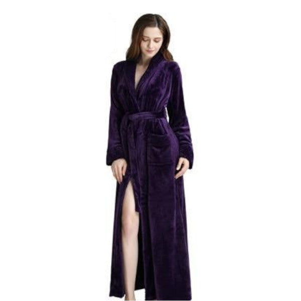 Long Warm Coral Fleece Plush Soft Winter Dressing Gown Men And Women