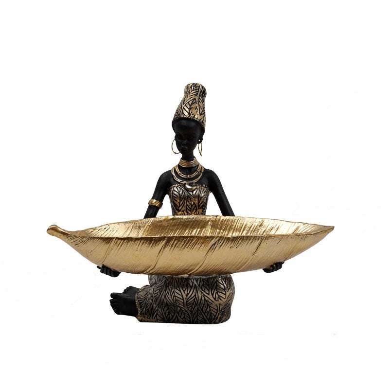 Figurine African Black Woman Storage Statue Craft Item For Interior Decor