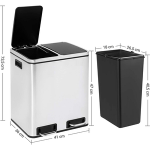 Dual Kitchen Bin 2X15l Waste Separator