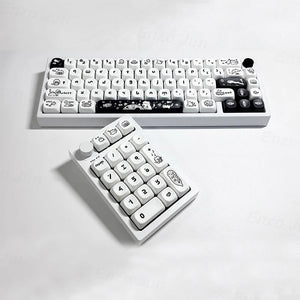Keycap Keyboard Black White Cat 140 Keys Profile Cute Switch Theme Layout