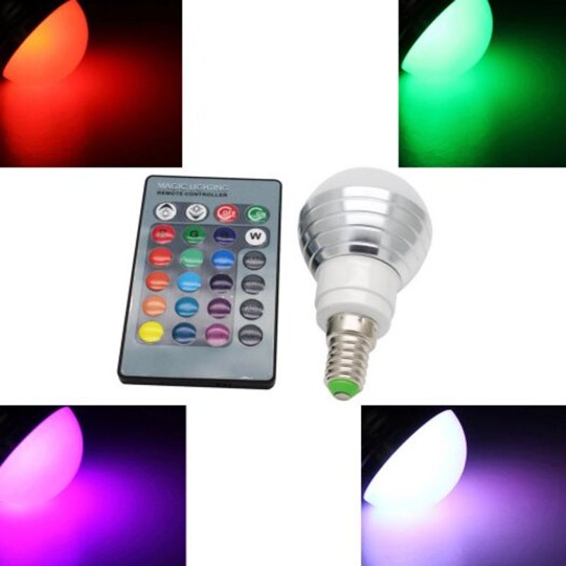 E14 3W Rgb Led Ball Bulb With Remote Control 16 Color Change Ac85 265V Multi 8.6 X 4.9Cm