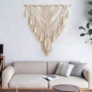 Nordic Bohemian Lace Fringe Handwoven Tapestry Wall Decor Cotton Rope