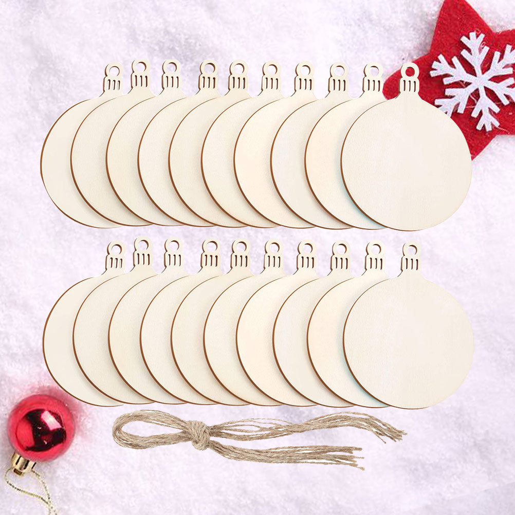 50Pcs Diy Wooden Bauble Christmas Decorations