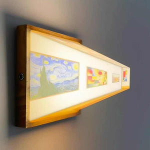 Checked 3D Illusion Night Light Gallery Bedside Picture Style Modern Simulate Sunshine Drawing