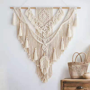 Nordic Bohemian Lace Fringe Handwoven Tapestry Wall Decor Cotton Rope