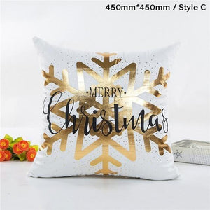 Decorative Gold And White Soft Christmas Cushion Covers