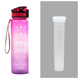 1 Litre Tritan Water Bottle With Time Marker For Sports And Fitness Activities