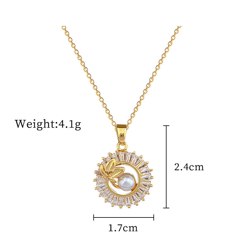 Veile Studios Fashion Jewelry Square Full Diamond Personalized Round Ring Leaves Necklace Earrings Suite