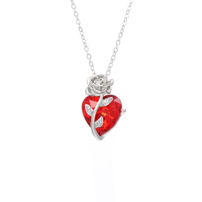 Veile Studios Punk Rose Love Necklace Fashion Personality Heart Shaped Clavicle Chain Pendant