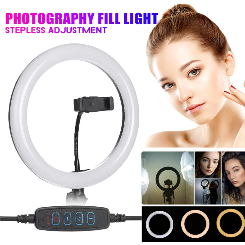 26Cm Portable Adjustable Led Selfie Ring Light With Phone Holder