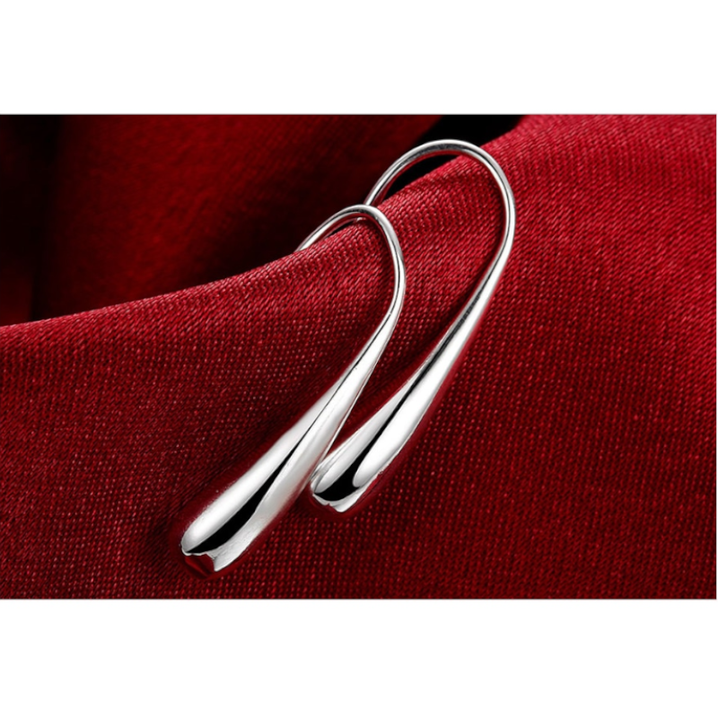 Earrings Simple Drop Hook Sterling Silver Tear