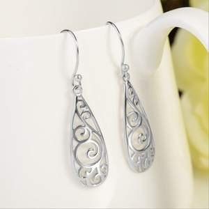 Earrings Sterling Filigree Teardrop Fashion Dangle Drop