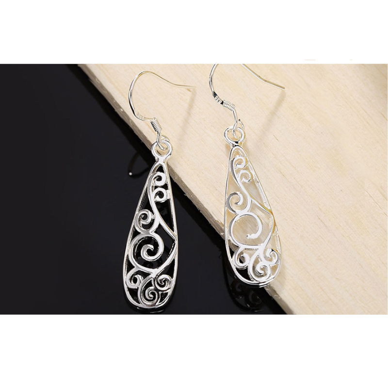 Earrings Sterling Filigree Teardrop Fashion Dangle Drop