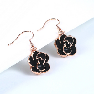 Earrings Women Black Rose Dangle