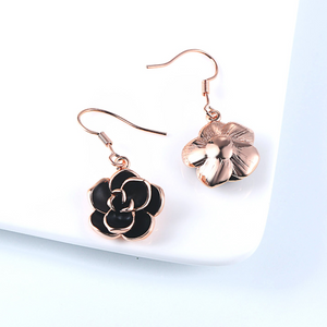 Earrings Women Black Rose Dangle