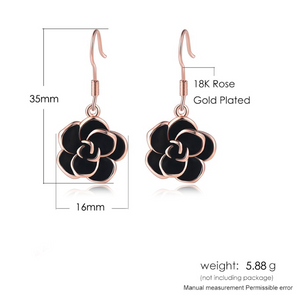 Earrings Women Black Rose Dangle