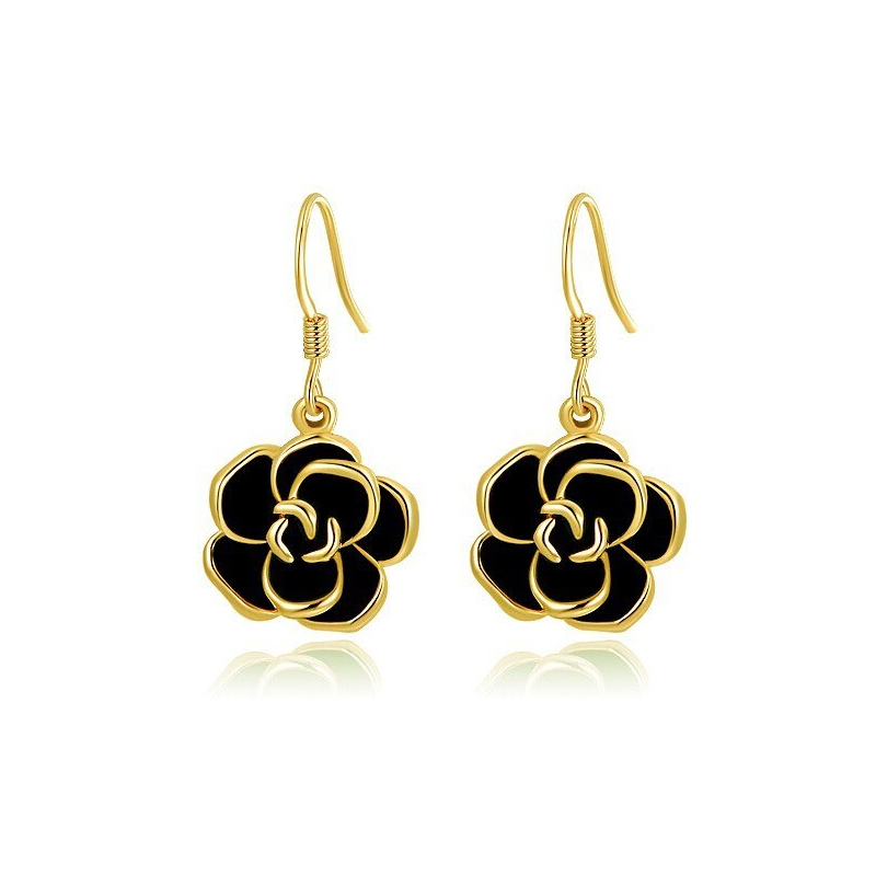 Earrings Women Black Rose Dangle