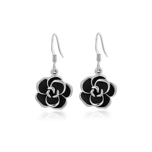 Earrings Women Black Rose Dangle