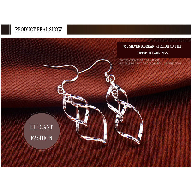 Earrings Women Classic Double Linear Loops Design Twist Wave