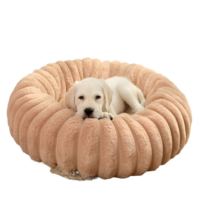 Pet Kennels Long Plush Round Cat Nest Winter Warm Dog Beds Super Soft Mat Sofa