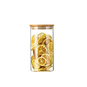 Eco Friendly Bamboo Container Mason Candy Jar Spices Glass Transparent